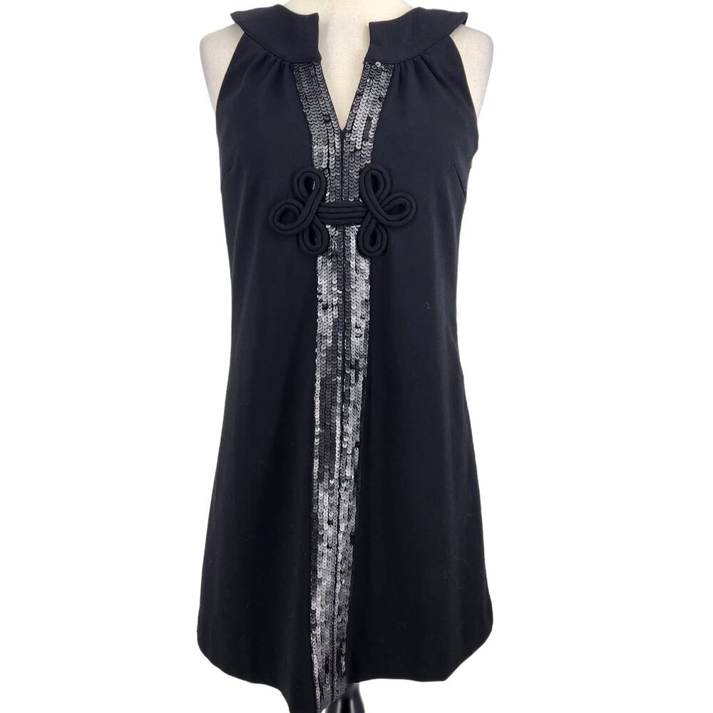 Lilly Pulitzer Black A line Shift Jersey Knit Mini Dress Size 2
